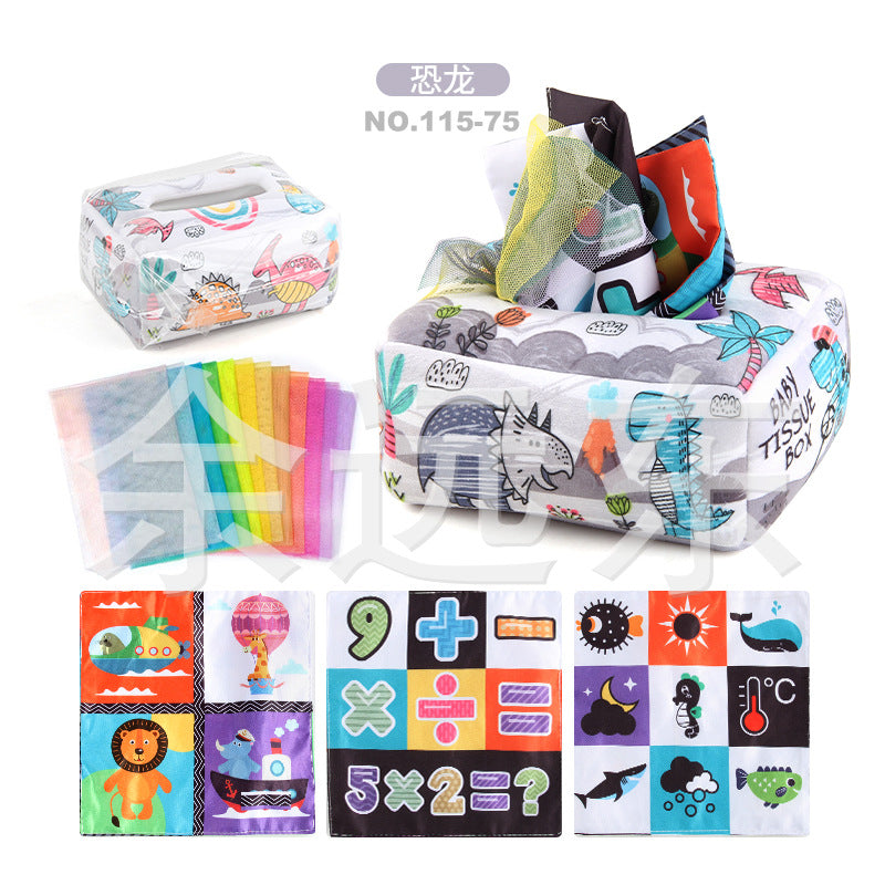 Baby Educational Cloth Book Tissue Box Toy with Animals