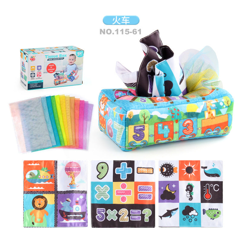 Baby Educational Cloth Book Tissue Box Toy with Animals