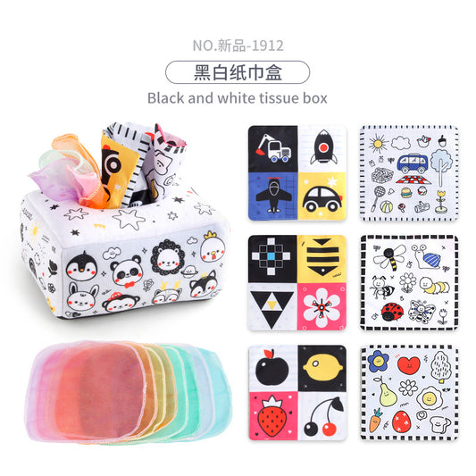 Baby Educational Cloth Book Tissue Box Toy with Animals