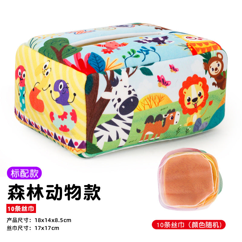 Baby Educational Cloth Book Tissue Box Toy with Animals