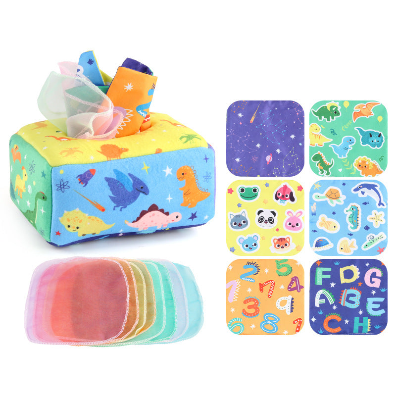 Baby Educational Cloth Book Tissue Box Toy with Animals