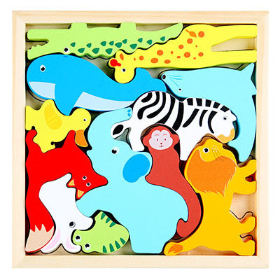 3D Cartoon Animal Wooden Puzzle for Early Learning