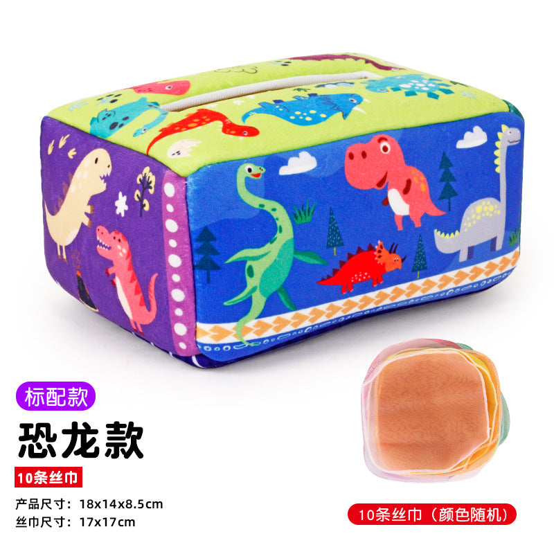 Baby Educational Cloth Book Tissue Box Toy with Animals
