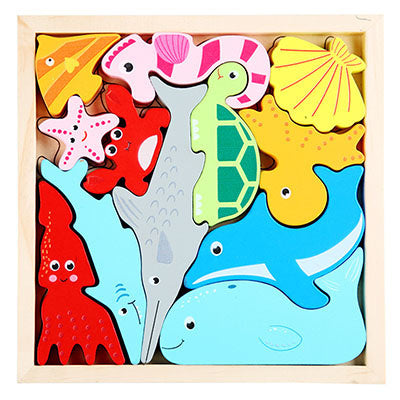 3D Cartoon Animal Wooden Puzzle for Early Learning