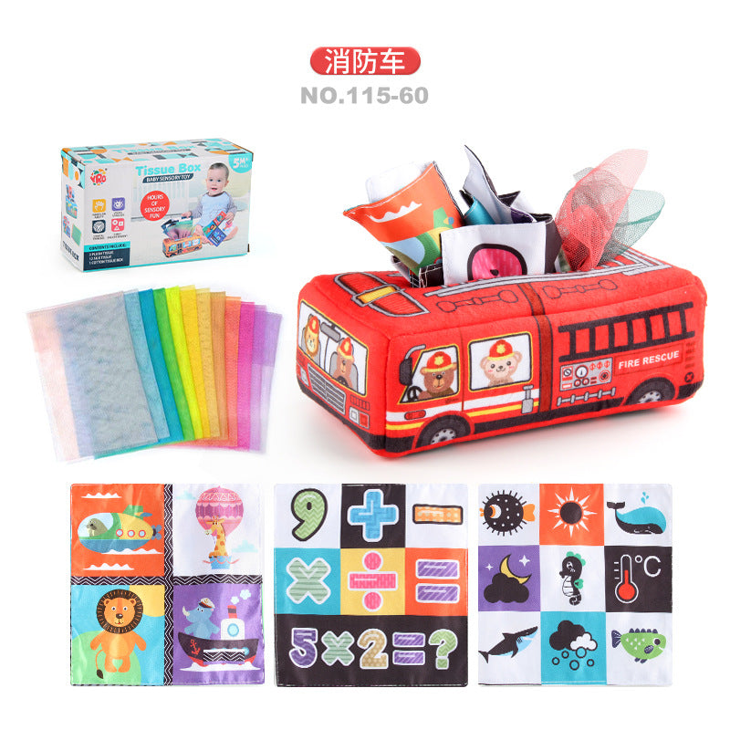 Baby Educational Cloth Book Tissue Box Toy with Animals