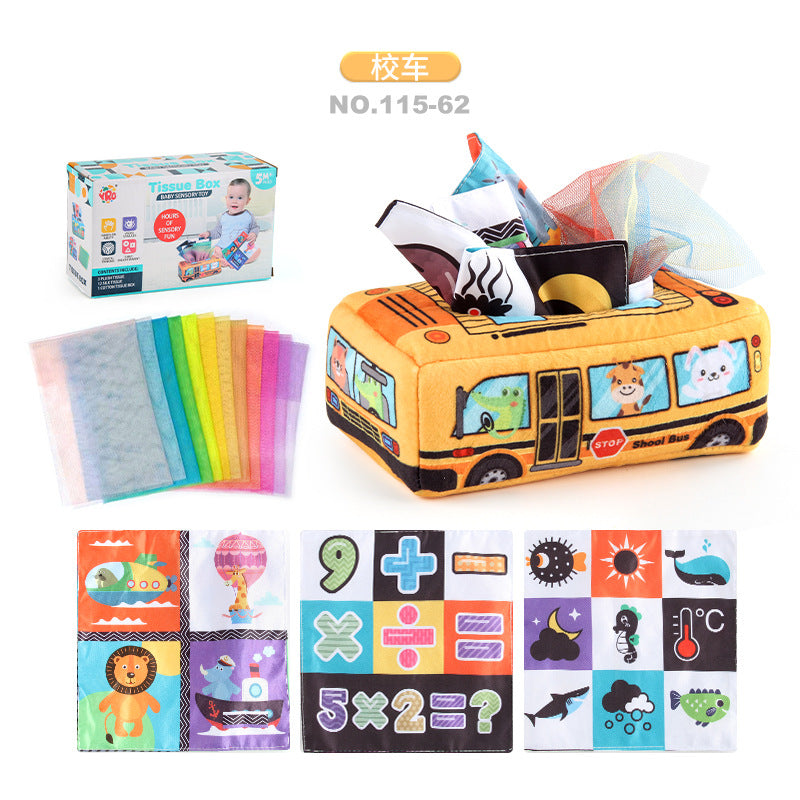 Baby Educational Cloth Book Tissue Box Toy with Animals