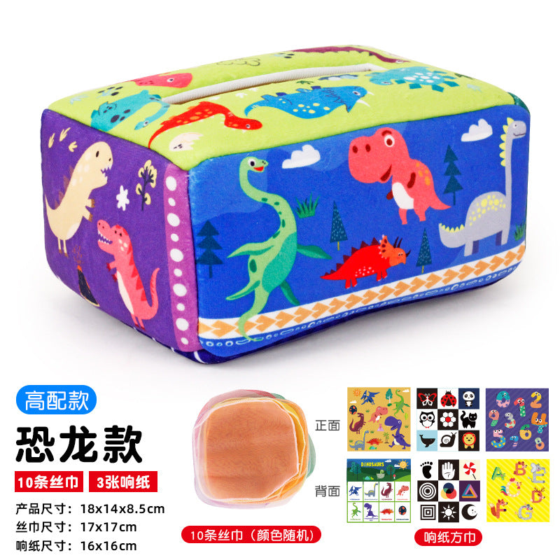 Baby Educational Cloth Book Tissue Box Toy with Animals