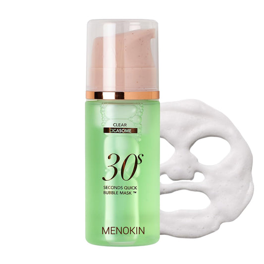 MENOKIN 30 Seconds Bubble Serum Mask [No wait Simply rubbing the bubble into your skin finish the facial mask][CLEAR] Centella asiatica & calming mask Radiance-boosting 3.21 fl.oz